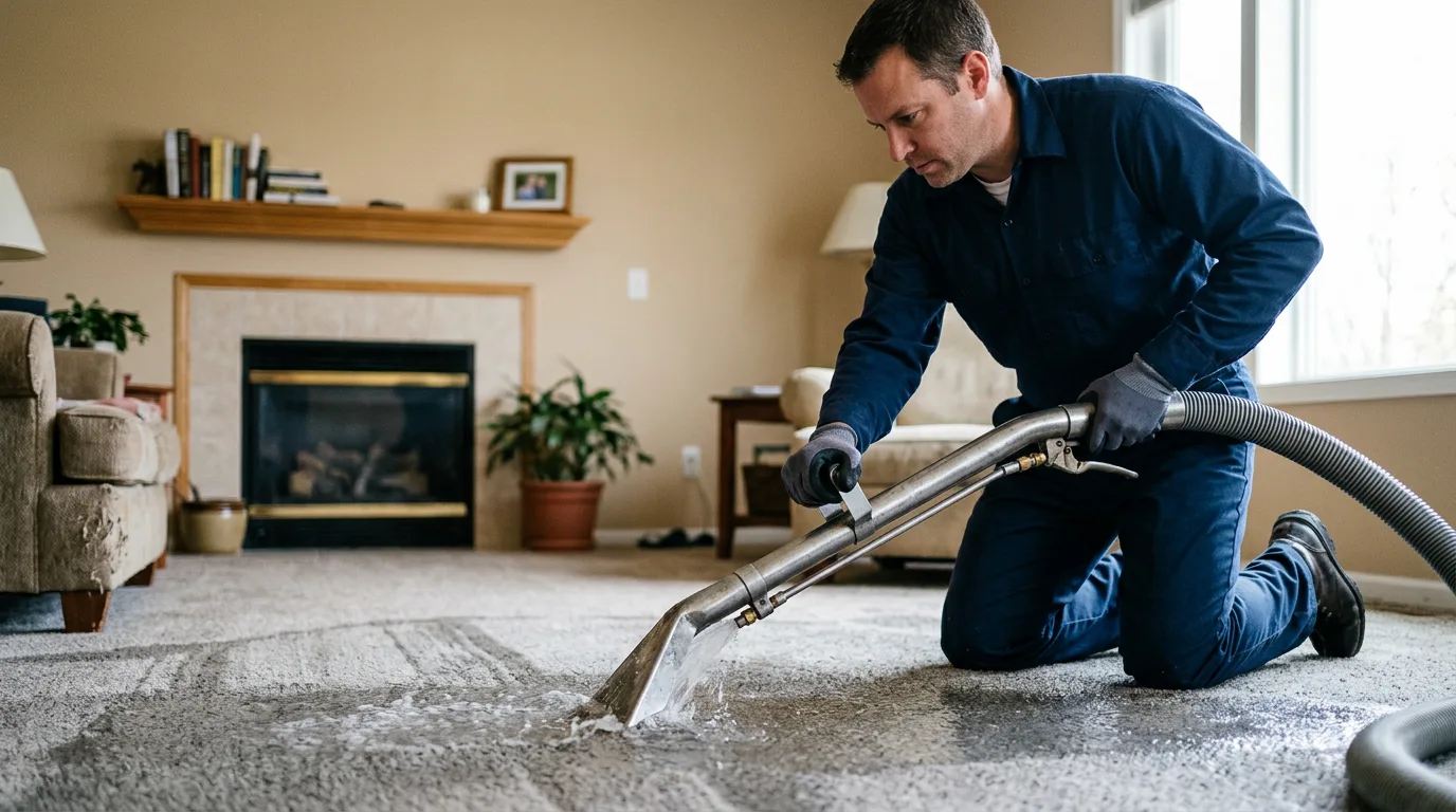 Water damage restoration technician working near State Line, MS